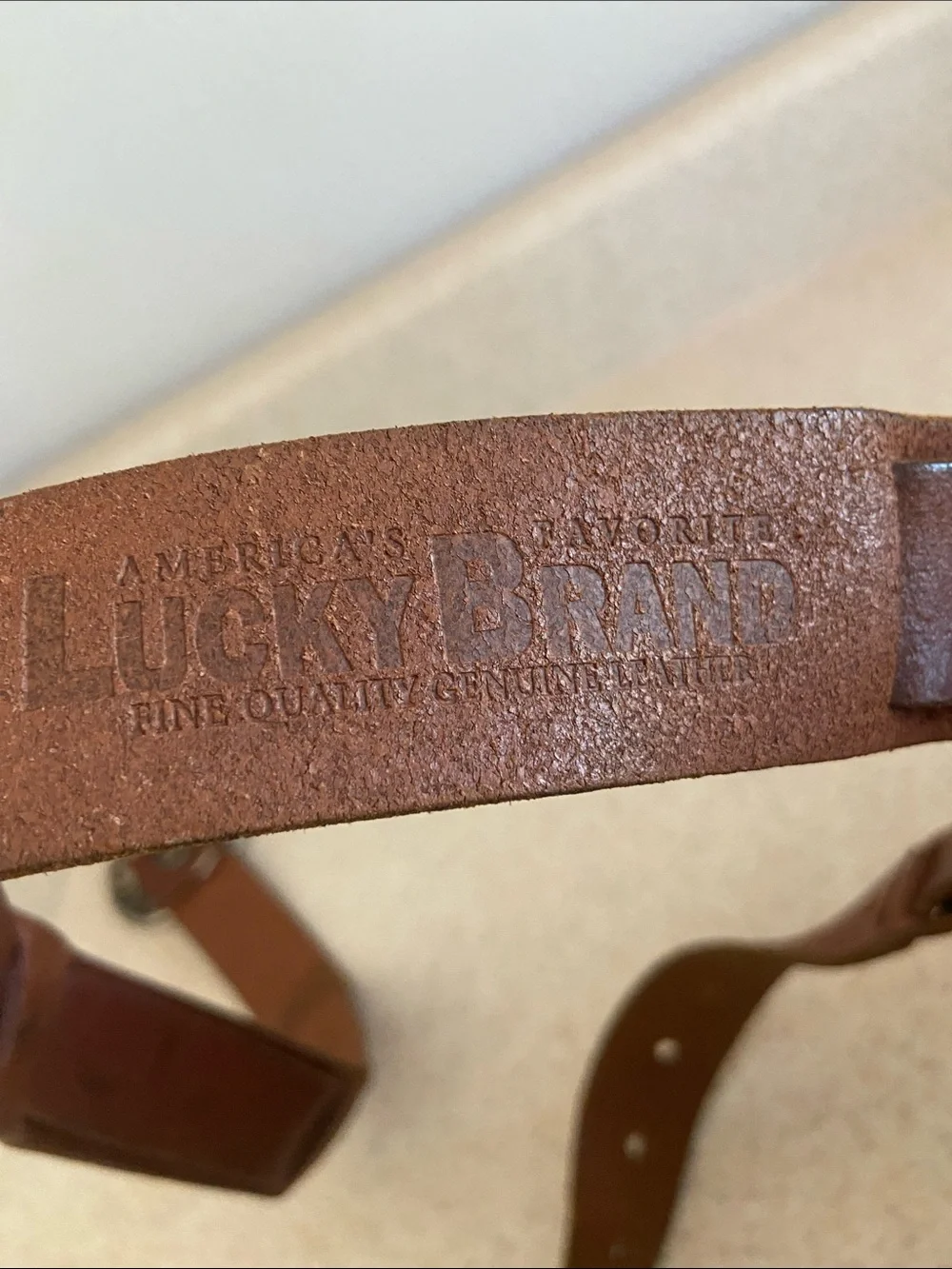 Lucky Brand Brown Leather Y2K Boho Statement Buckle Belt
